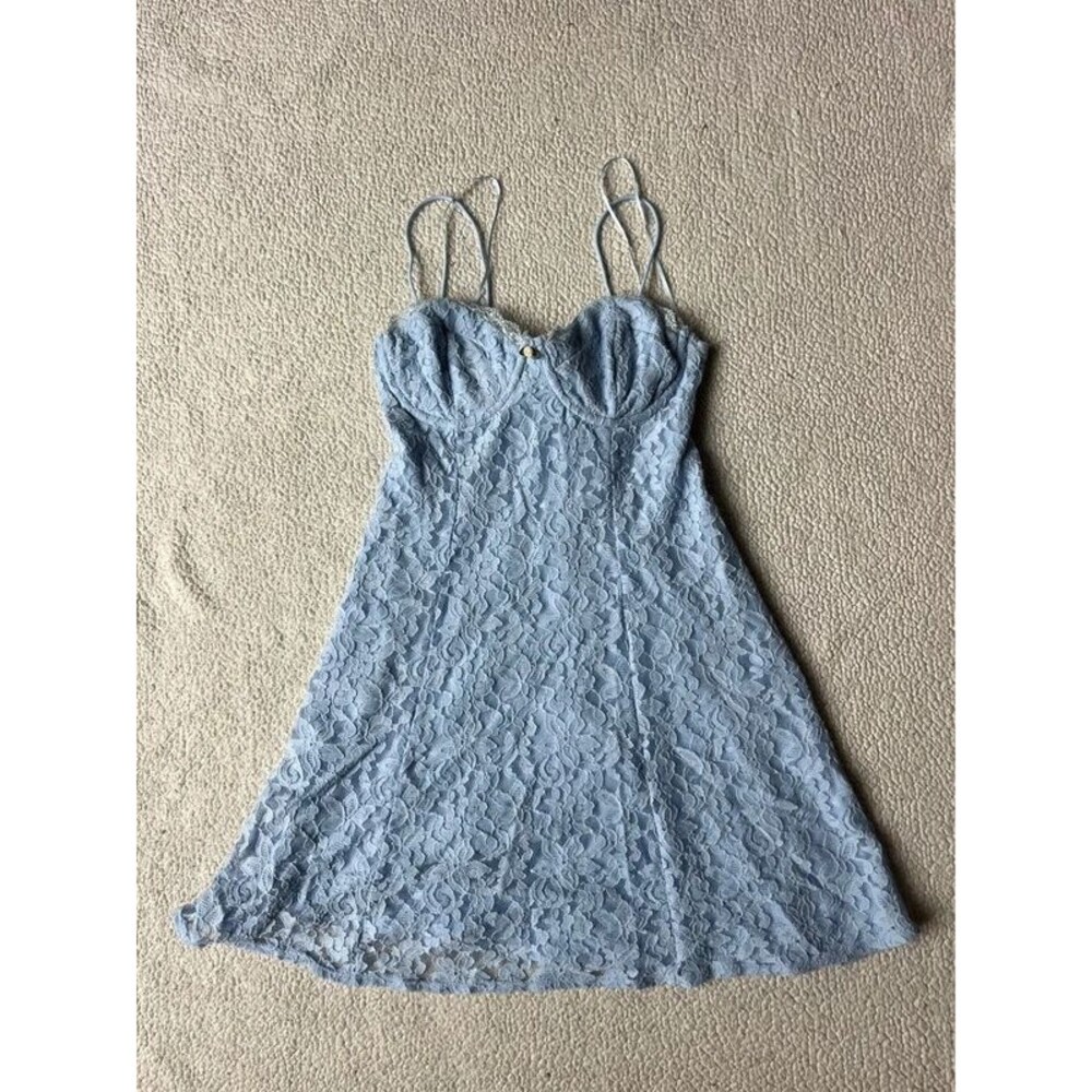 NWT Garage Baby Blue Lace Flare Dress Womens XS